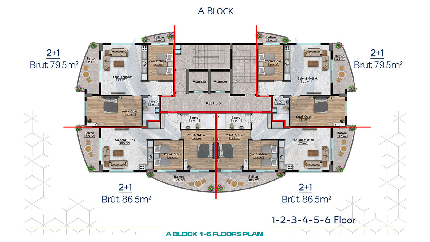 Przestronne luksusowe apartamenty z udogodnieniami w centrum Alanyi - 96095