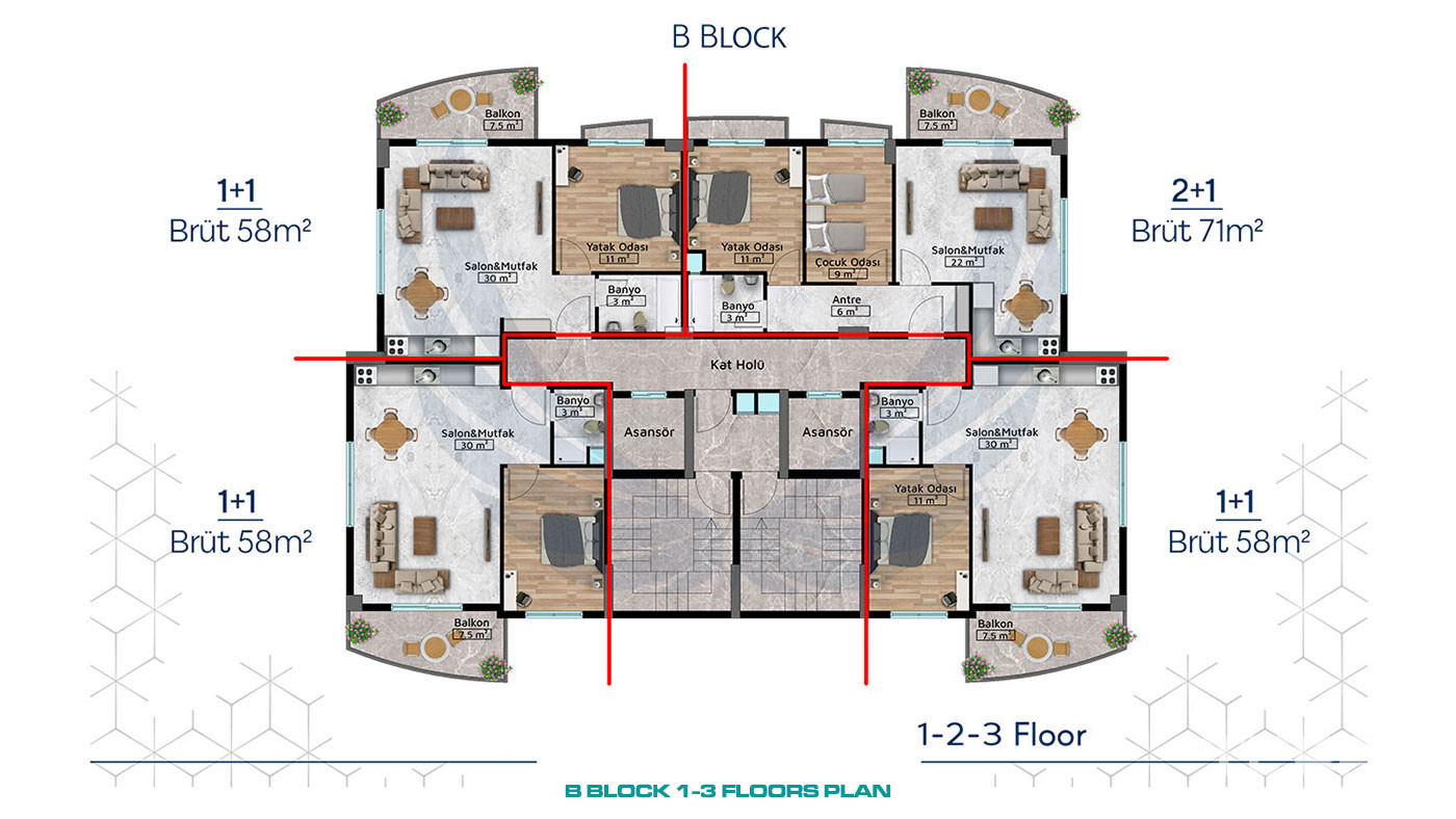 Przestronne luksusowe apartamenty z udogodnieniami w centrum Alanyi - 96101