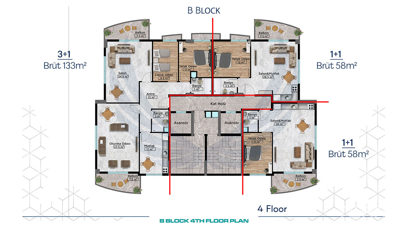 Przestronne luksusowe apartamenty z udogodnieniami w centrum Alanyi - 96102