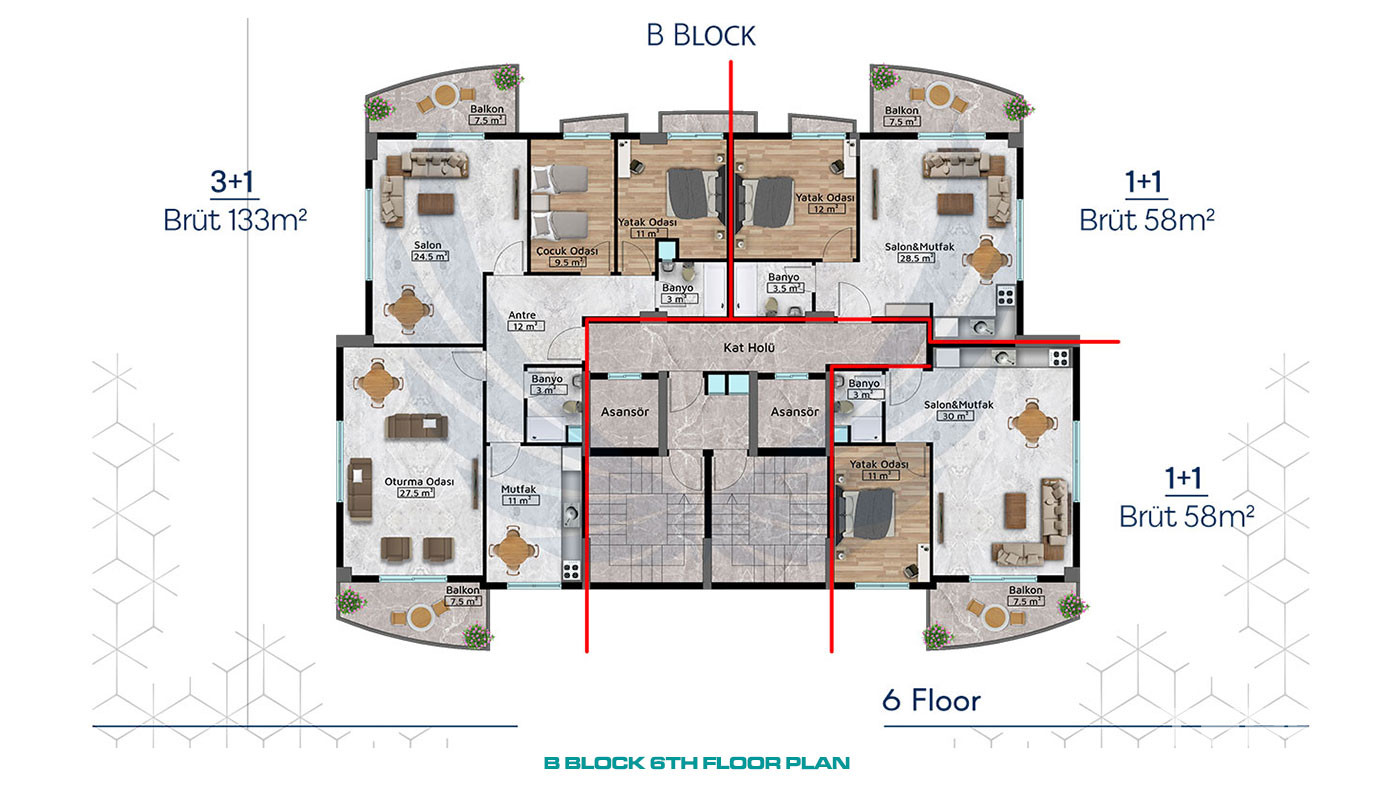 Przestronne luksusowe apartamenty z udogodnieniami w centrum Alanyi - 96104