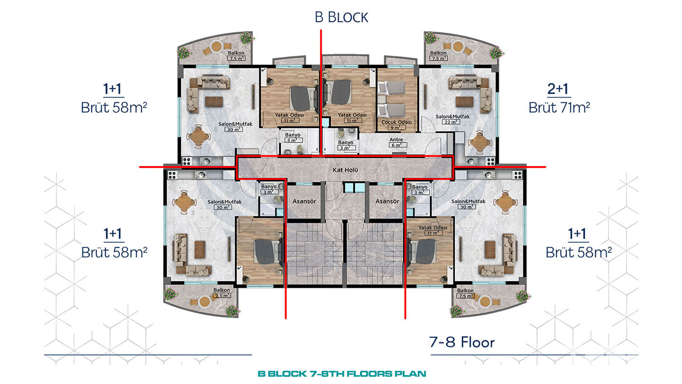 Przestronne luksusowe apartamenty z udogodnieniami w centrum Alanyi - 96105