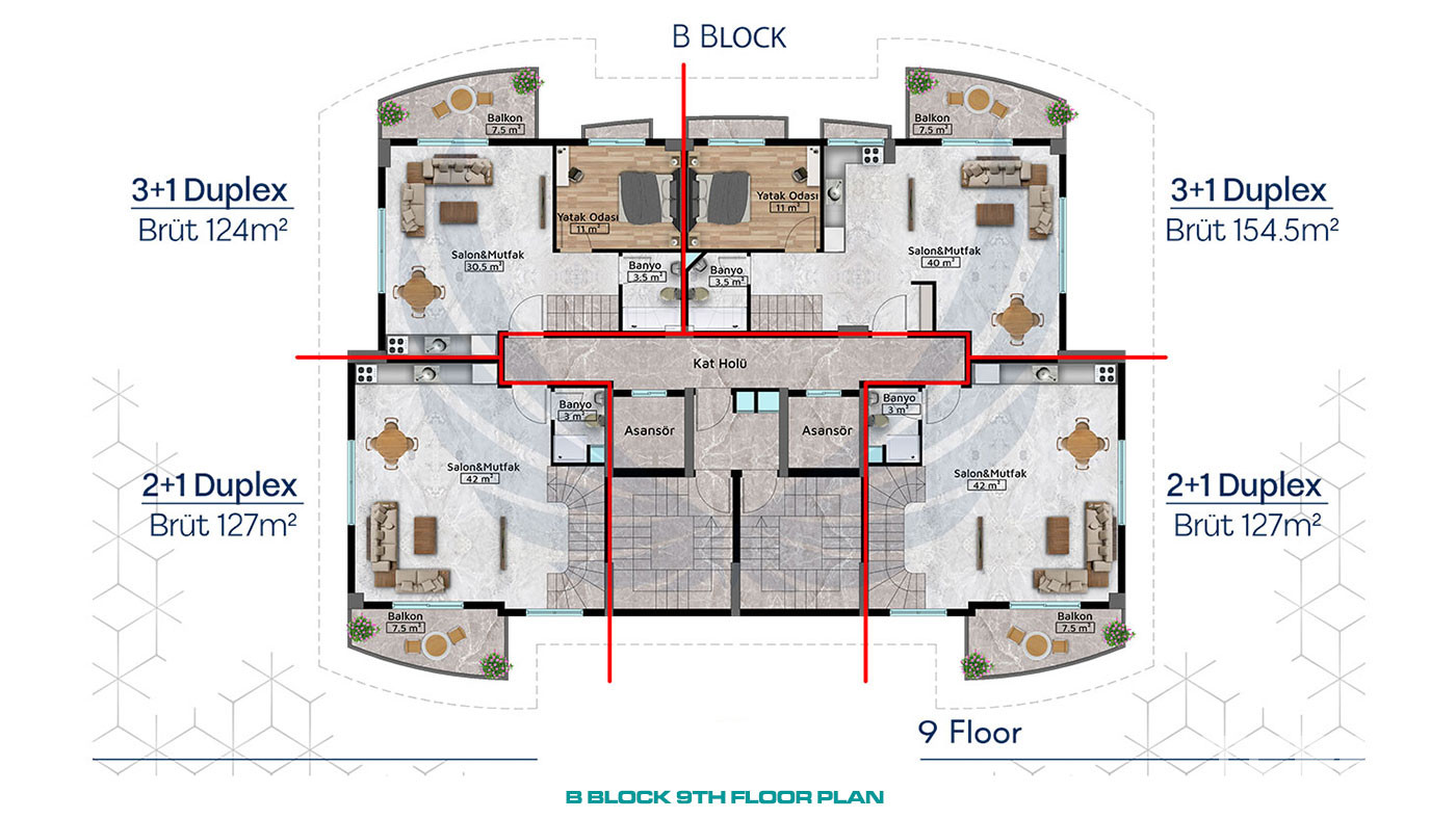 Przestronne luksusowe apartamenty z udogodnieniami w centrum Alanyi - 96106
