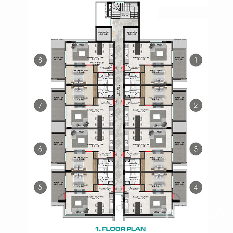 High Investment Potential Flats in a Boutique Complex in Alanya - 78051