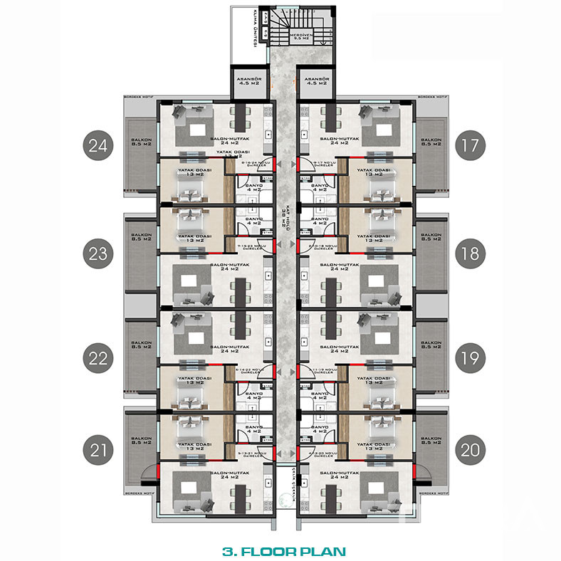 High Investment Potential Flats in a Boutique Complex in Alanya - 78052