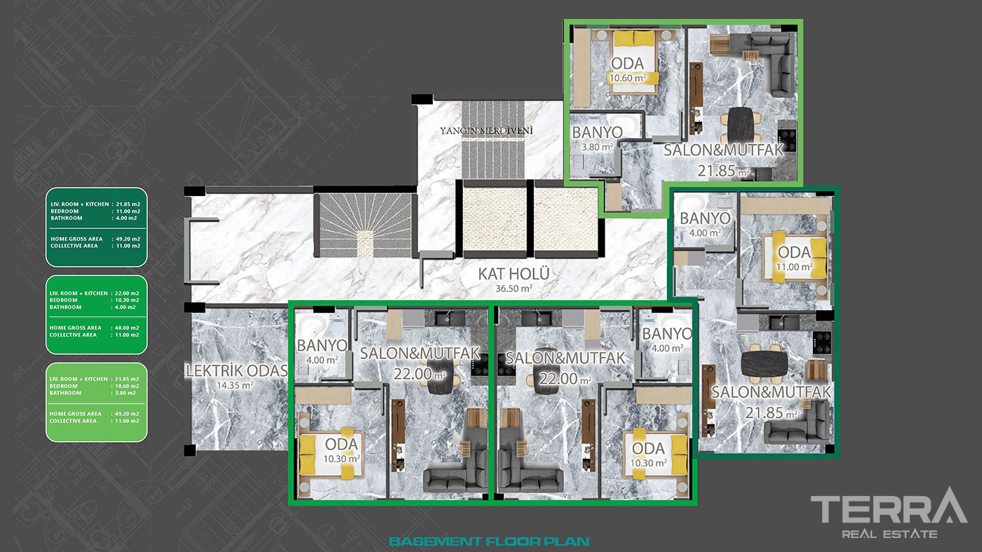 Bargain Apartments in a Complex with Avocado Trees in Demirtaş, Alanya - 78143