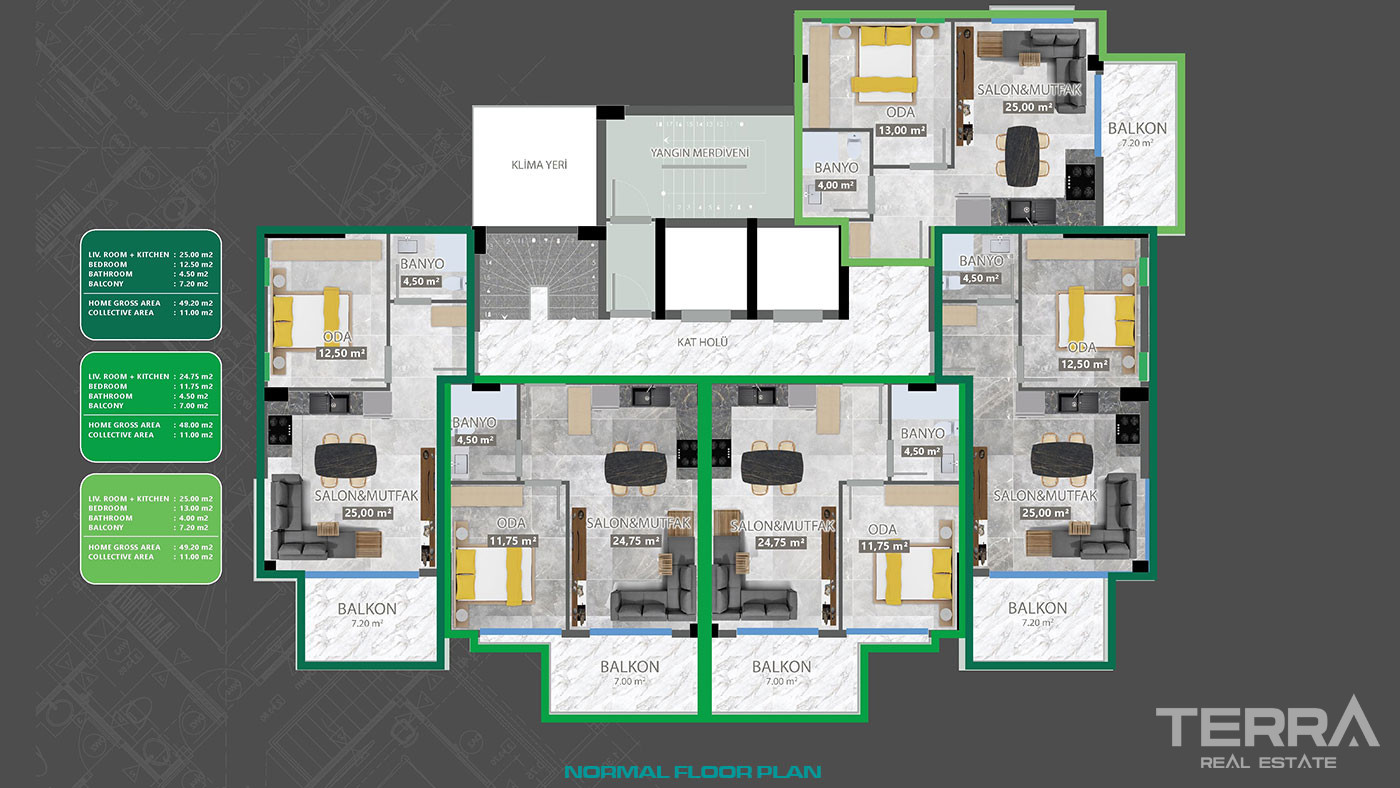 Bargain Apartments in a Complex with Avocado Trees in Demirtaş, Alanya - 78142
