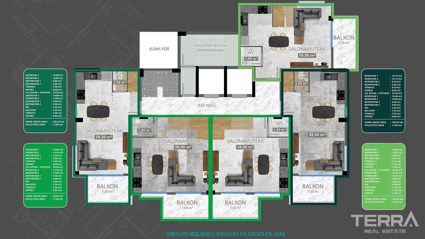 Bargain Apartments in a Complex with Avocado Trees in Demirtaş, Alanya - 78144