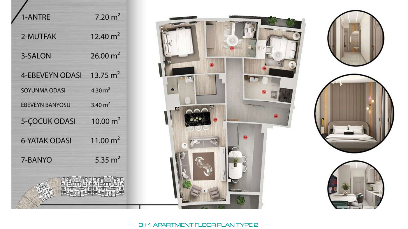 Sea View Apartments with Various Social Amenities in Antalya - 78680