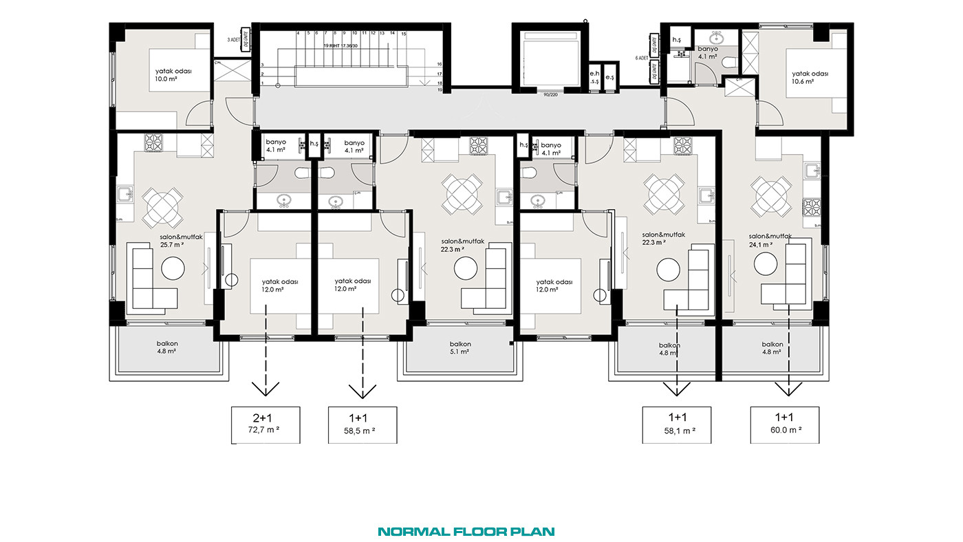 Luxury Apartments in Oba, Alanya with White Goods - 80382