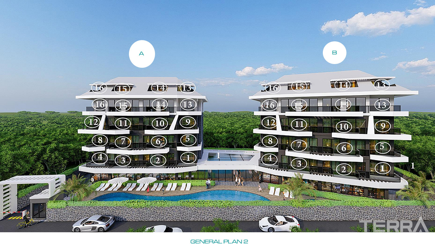 Citizenship Approved Apartments in a Serene Area of Oba, Alanya - 80493