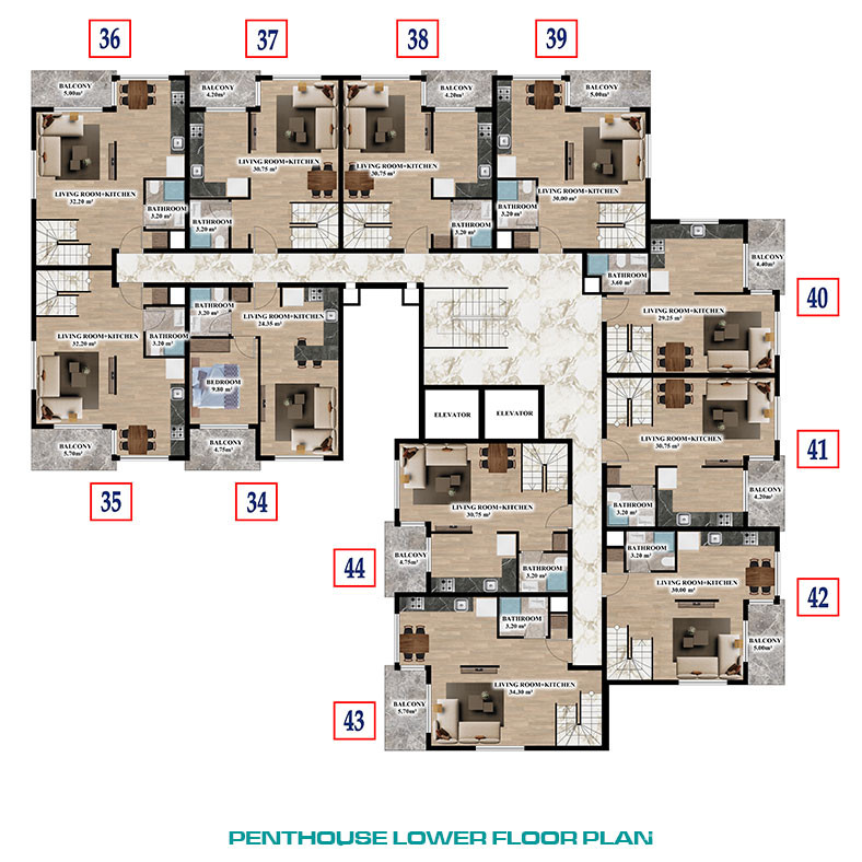 Low Rise Complex of Luxury Flats Near the Daily Amenities in Gazipaşa - 81192