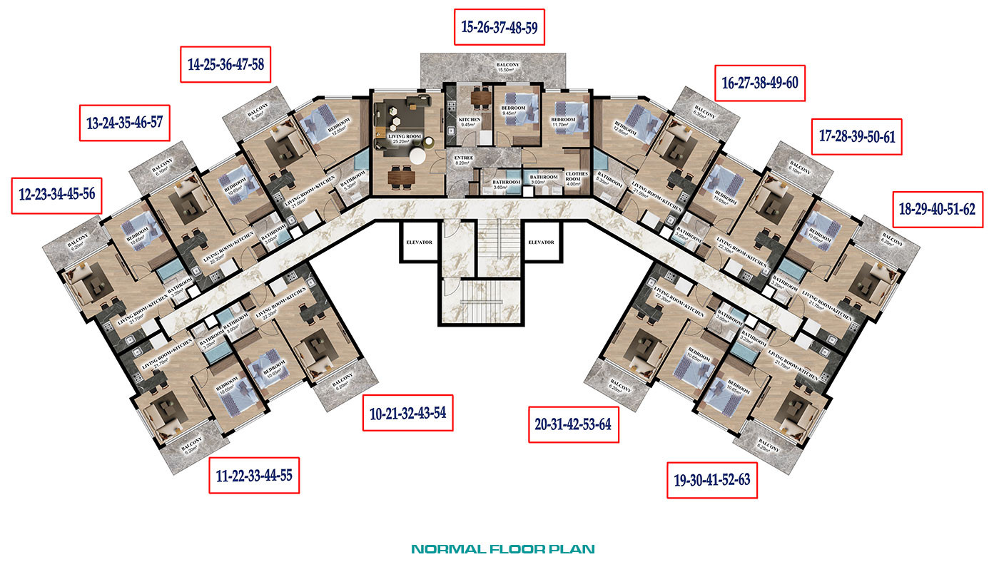 Luxurious Apartments with Great Social Facilities in Gazipaşa - 81224