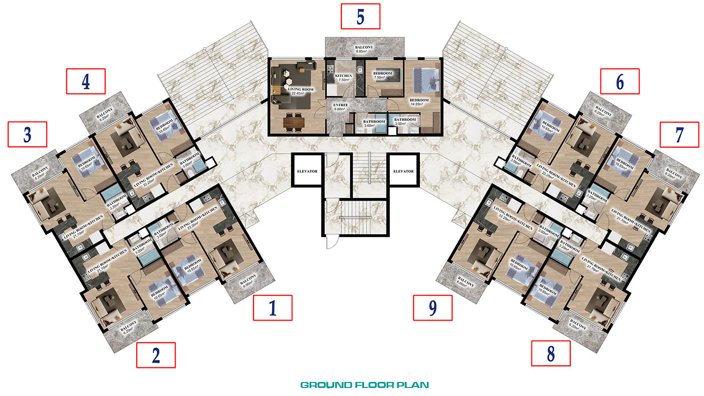 Luxurious Apartments with Great Social Facilities in Gazipaşa - 81228