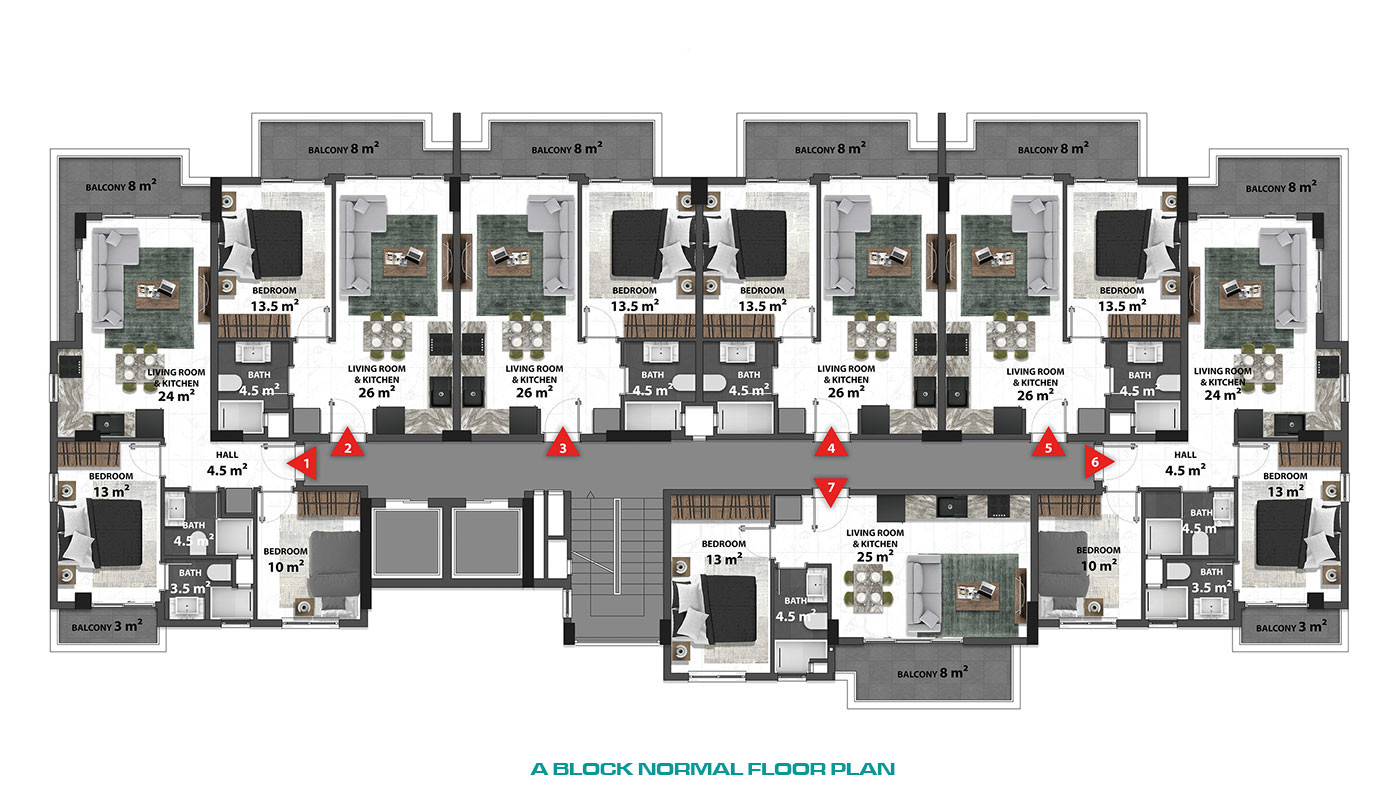 Luksusowe apartamenty Okurcalar w Alanyi ze wspaniałymi udogodnieniami - 81278