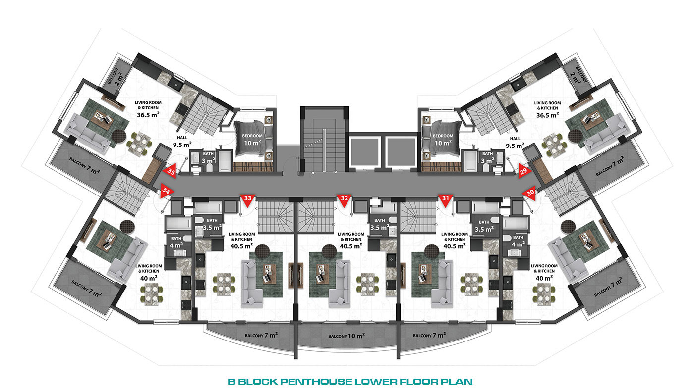 Luksusowe apartamenty Okurcalar w Alanyi ze wspaniałymi udogodnieniami - 81279