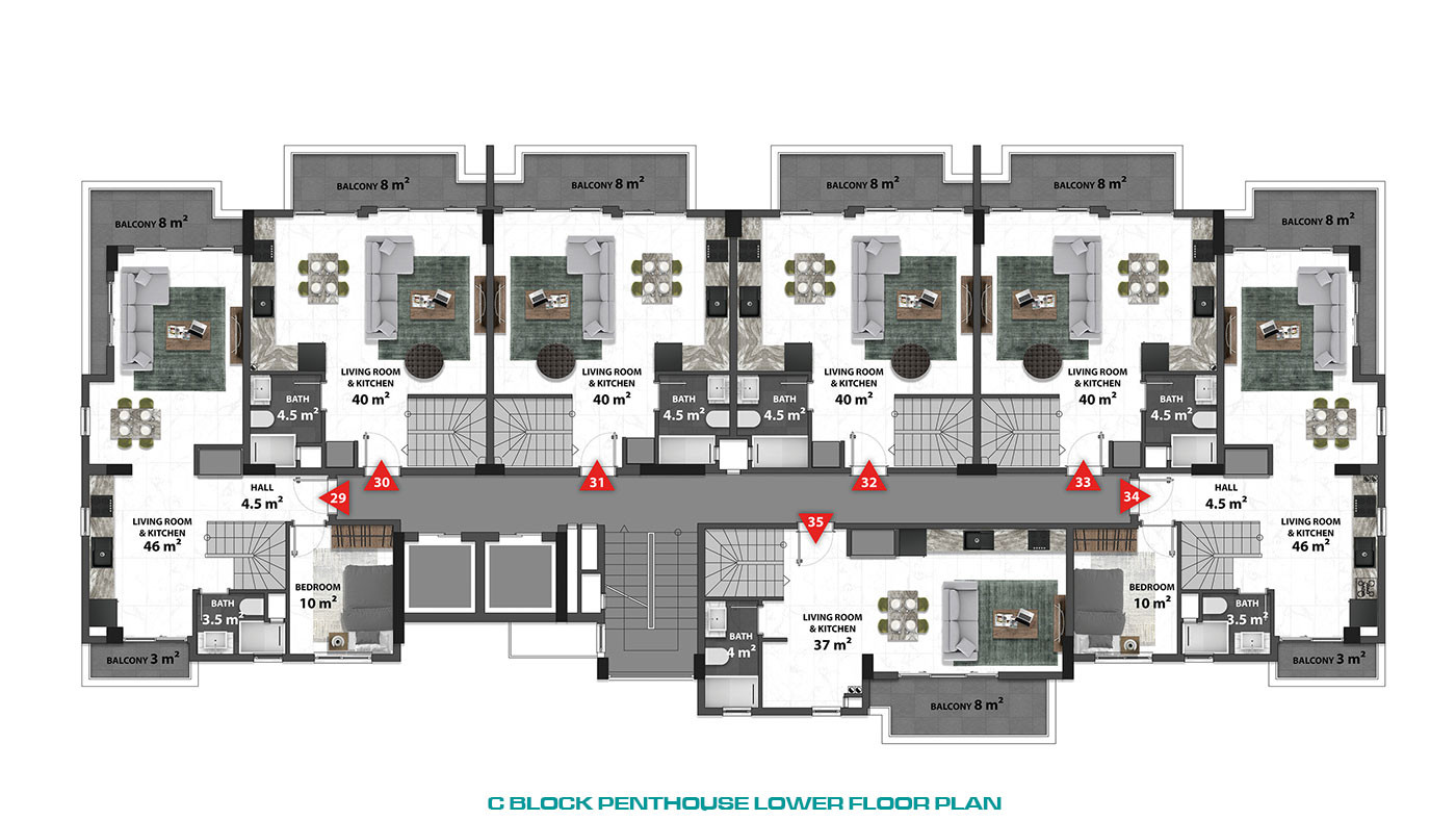 Luksusowe apartamenty Okurcalar w Alanyi ze wspaniałymi udogodnieniami - 81288
