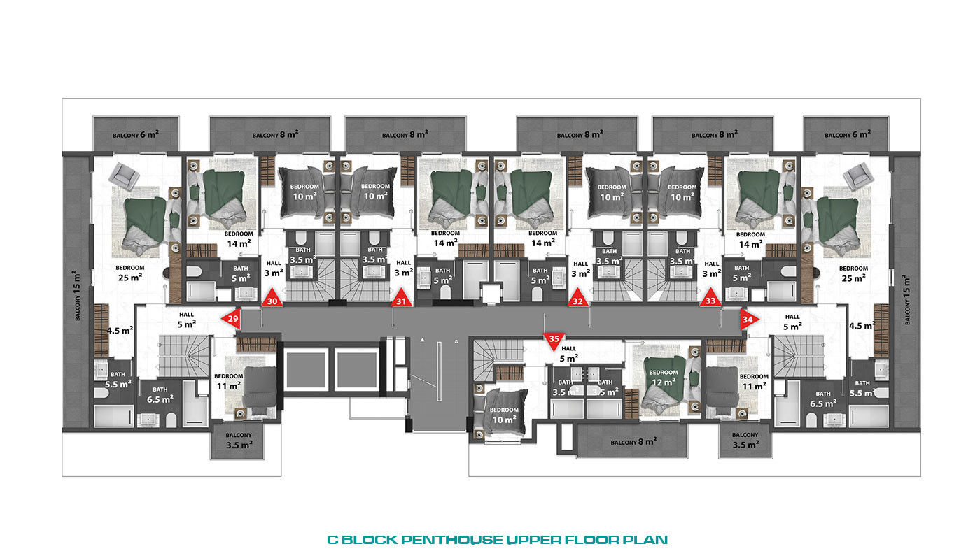Luksusowe apartamenty Okurcalar w Alanyi ze wspaniałymi udogodnieniami - 81289