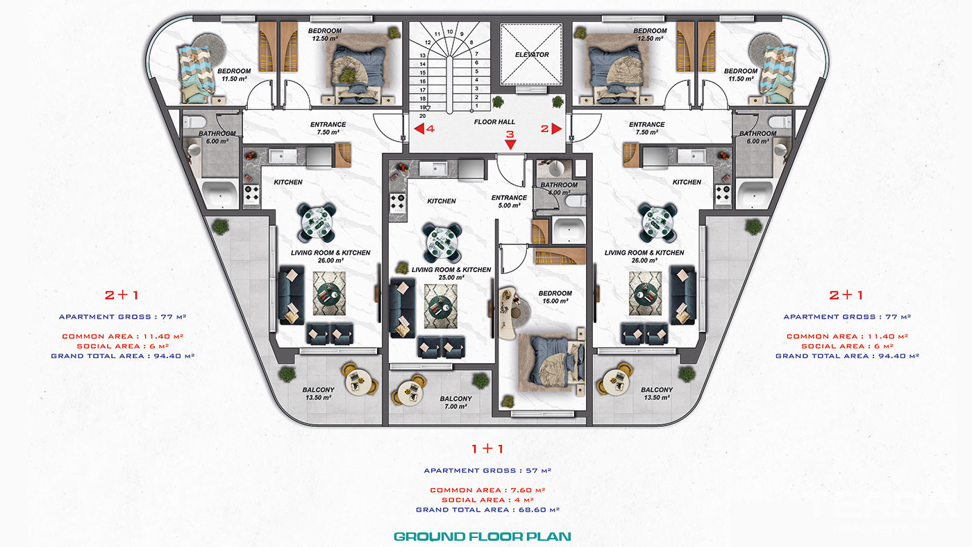 Central Luxury Apartments Close to Cleopatra Beach in Alanya - 81403