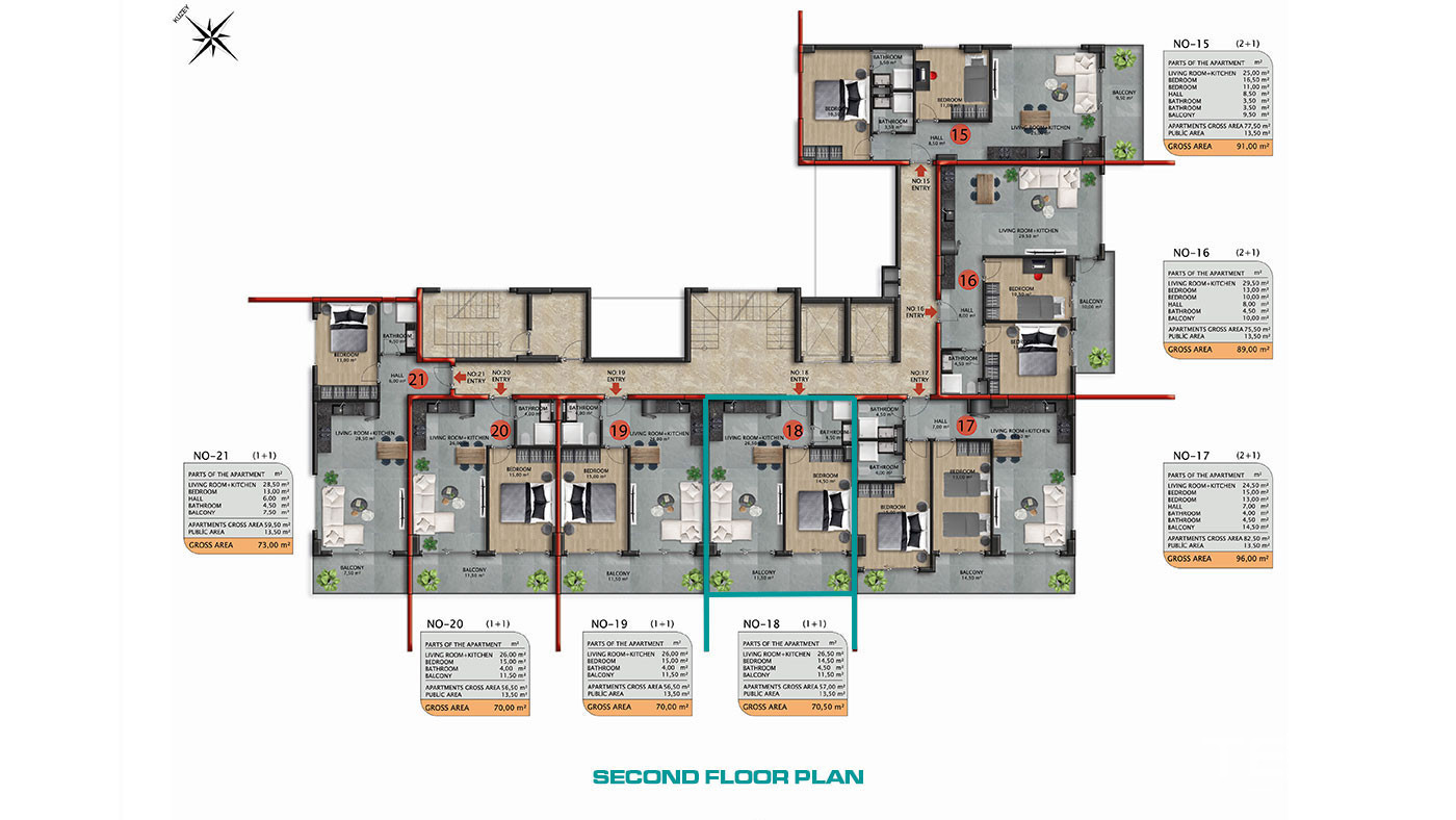 Furnished Apartment within a Comfortable Complex in Alanya, Avsallar - 81935