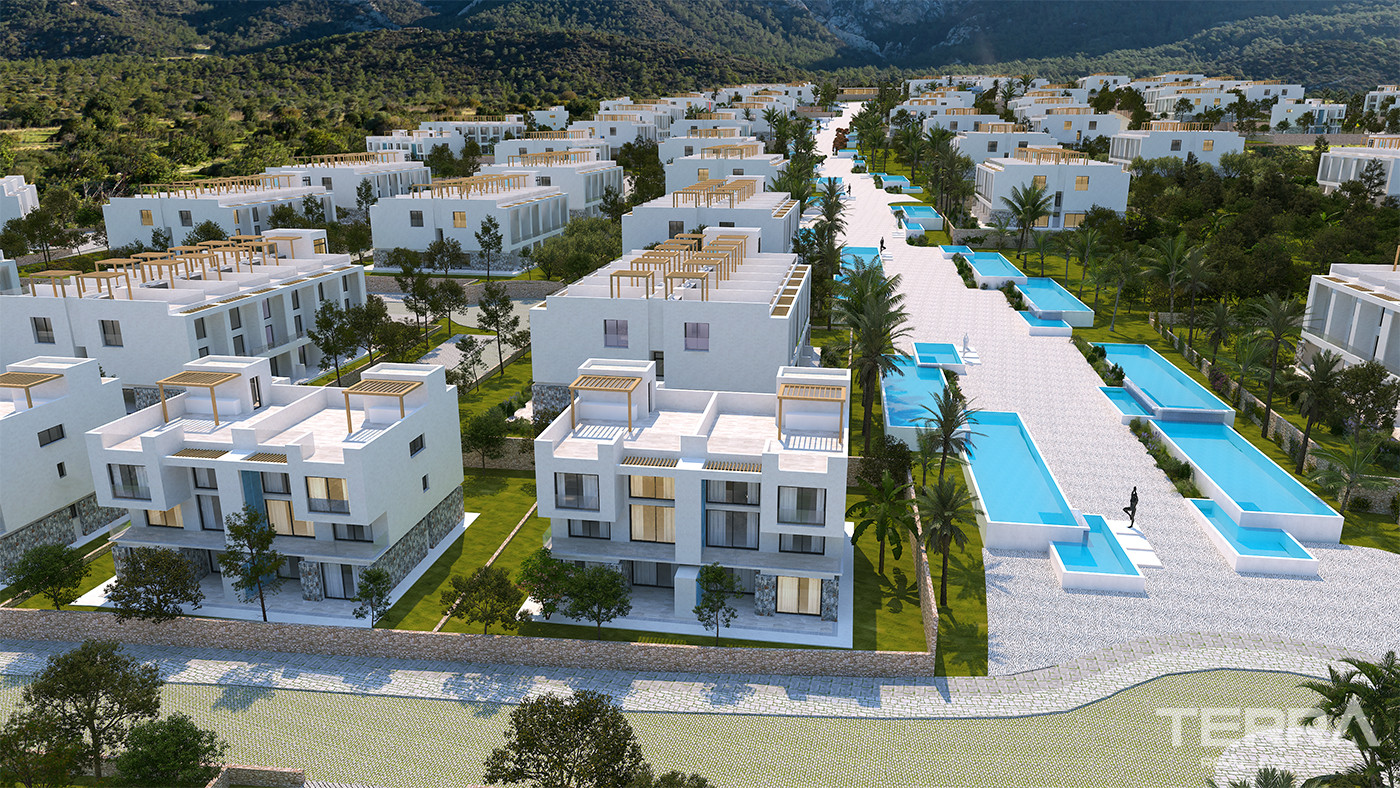 Sea and Mountain View Famagusta Flats in a Tranquil Area of Tatlısu - 82176