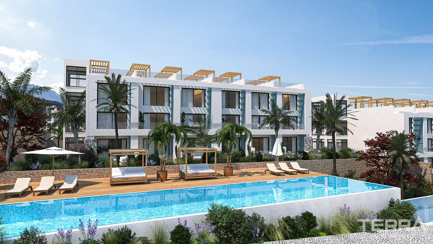 Sea and Mountain View Famagusta Flats in a Tranquil Area of Tatlısu - 82181