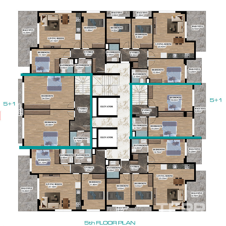 Contemporary Flats for Sale 135 M from the Beach in Alanya - 82239