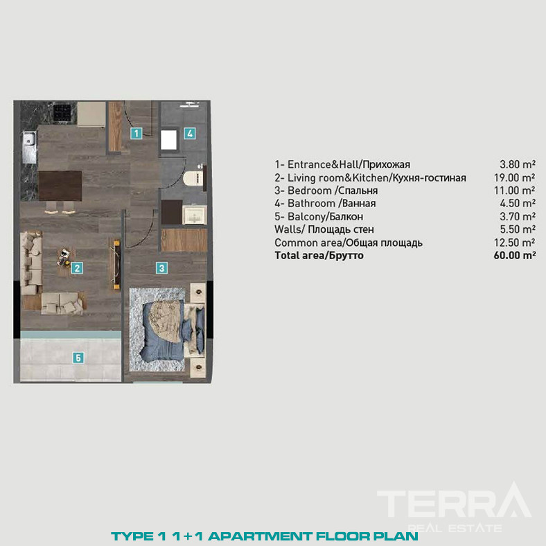 Konyaaltı'nda Lüks Rezidansta Satılık Modern Daireler - 82512