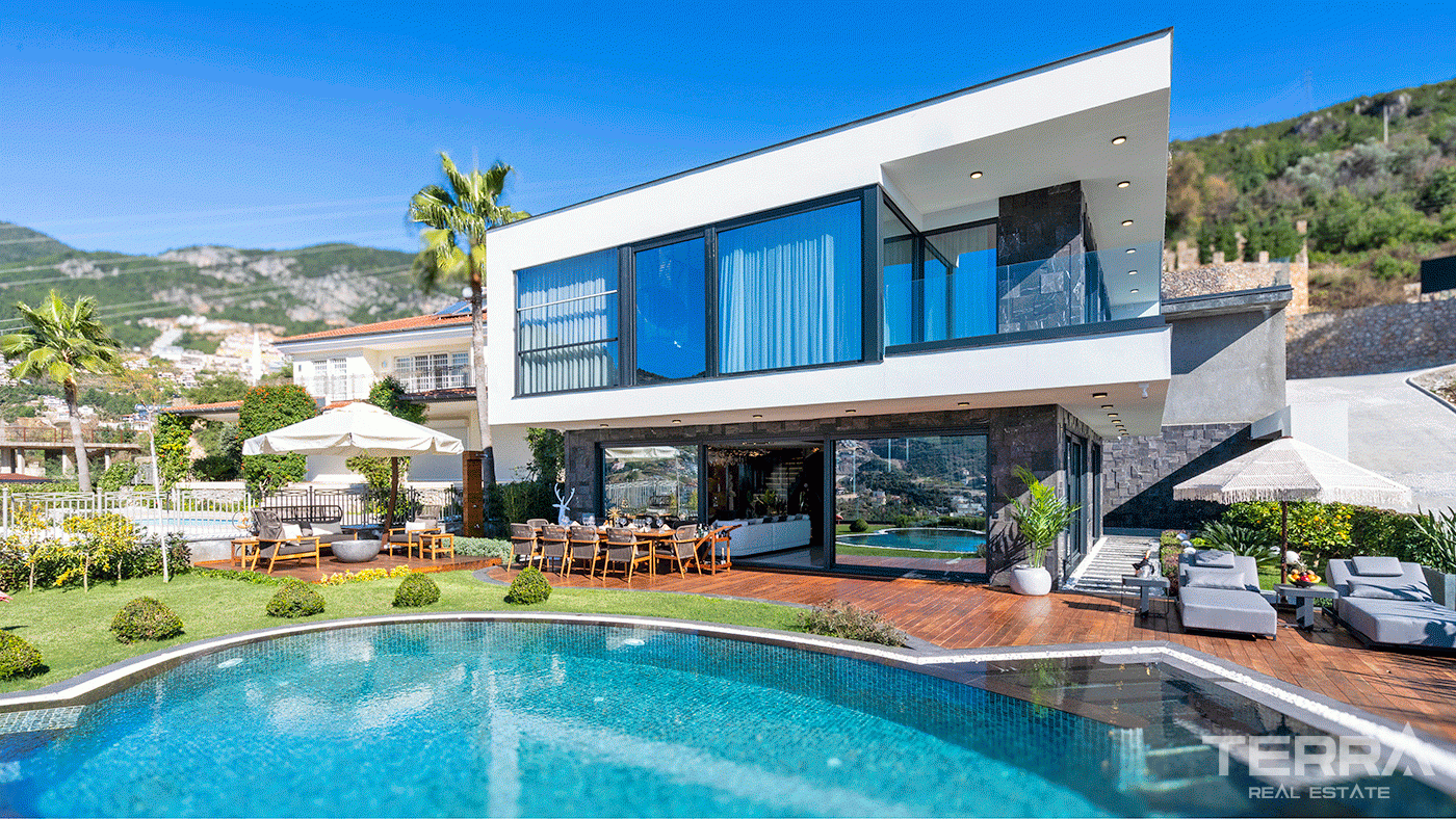 Spacious 3+1 Villa with a Stunning Sea View in Alanya, Bektaş - 98045