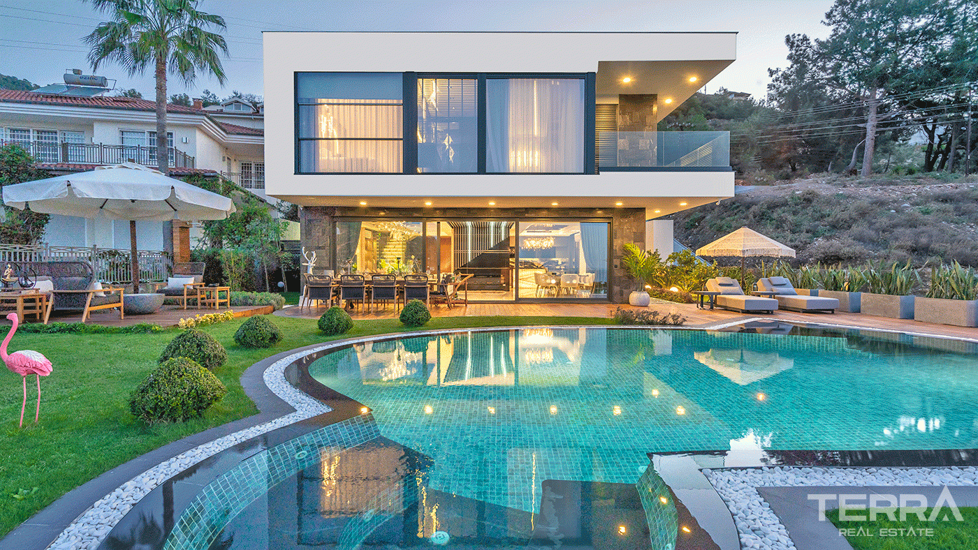 Spacious 3+1 Villa with a Stunning Sea View in Alanya, Bektaş - 98056