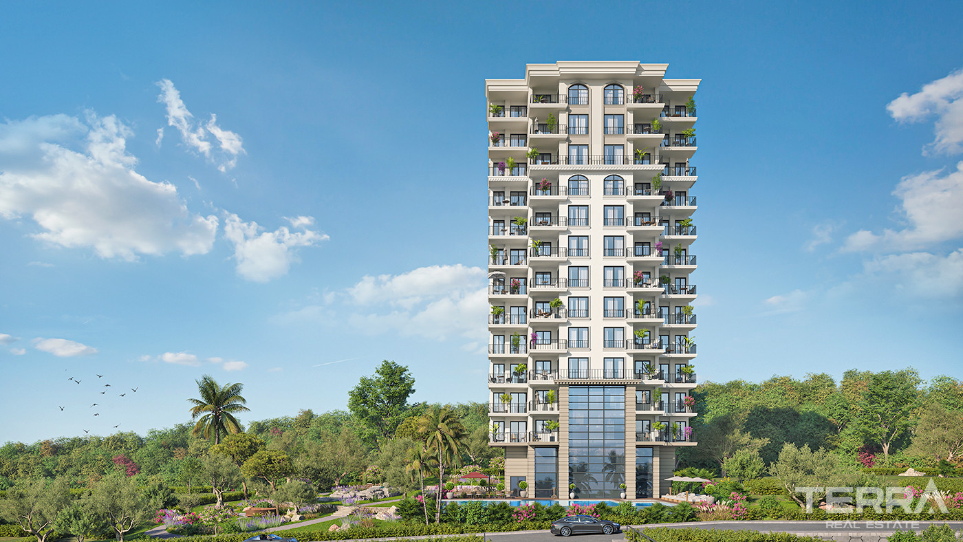 Flats in High-Reside Sea View Complex with Infinity Pool in Mersin - 84361