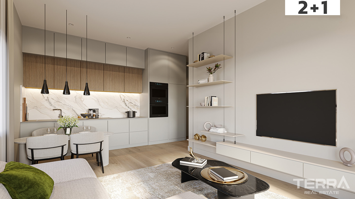 Flats in High-Reside Sea View Complex with Infinity Pool in Mersin - 84722