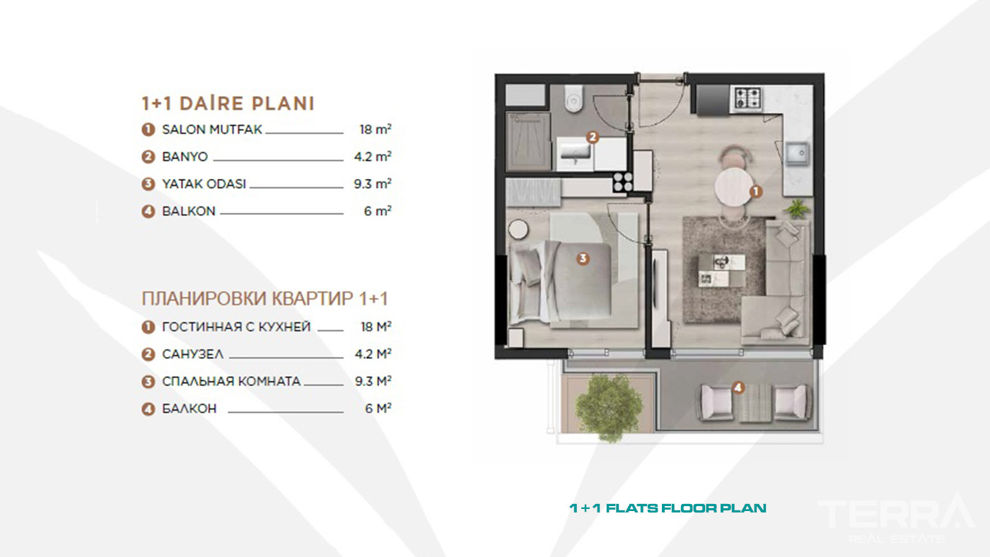 Stylish and Modern Antalya Flats for Sale in Altıntaş - 83375