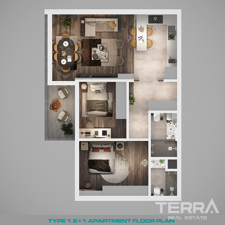 Modern Apartments in a Luxurious Complex in Antalya, Altıntaş - 83836