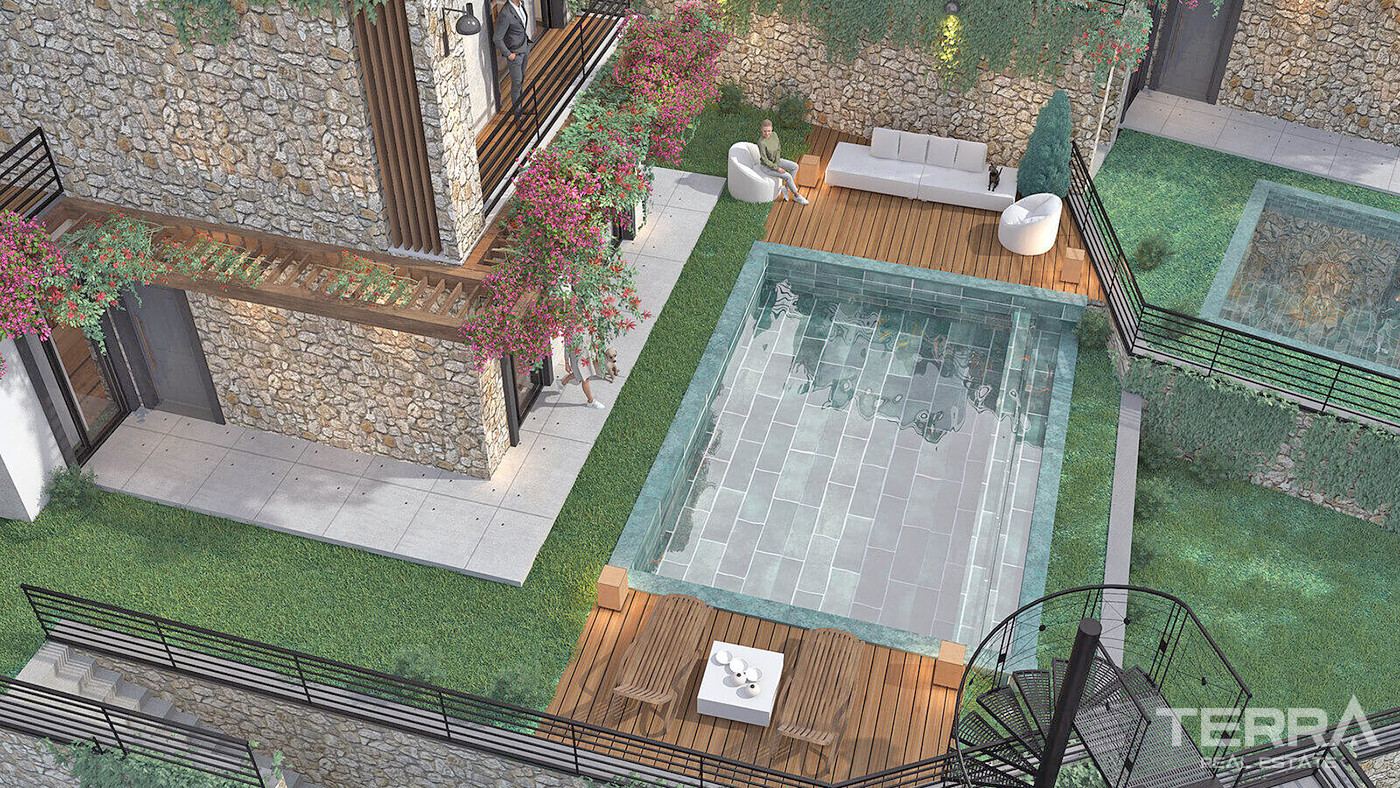 2+1 Detached Flats with Private Gardens or Terraces in Bodrum - 83867