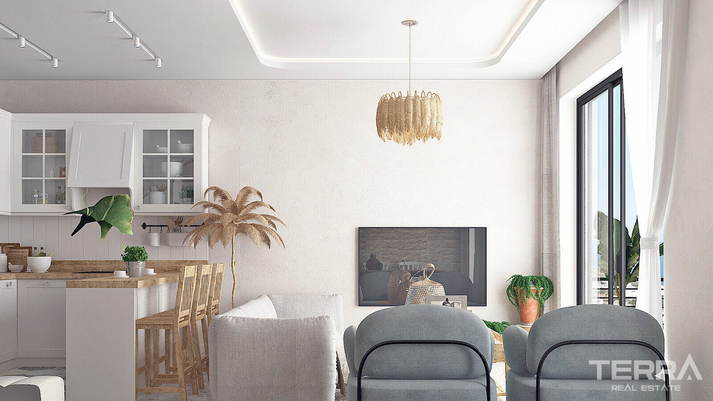 2+1 Detached Flats with Private Gardens or Terraces in Bodrum - 83870