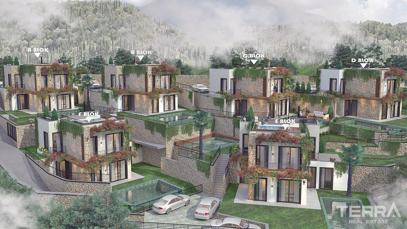2+1 Detached Flats with Private Gardens or Terraces in Bodrum - 83880