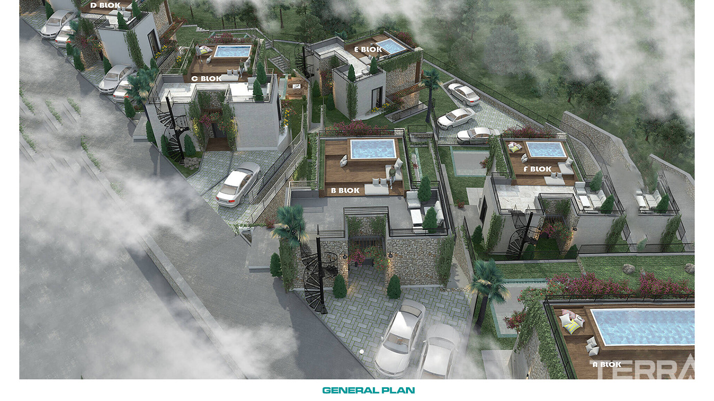 2+1 Detached Flats with Private Gardens or Terraces in Bodrum - 83884