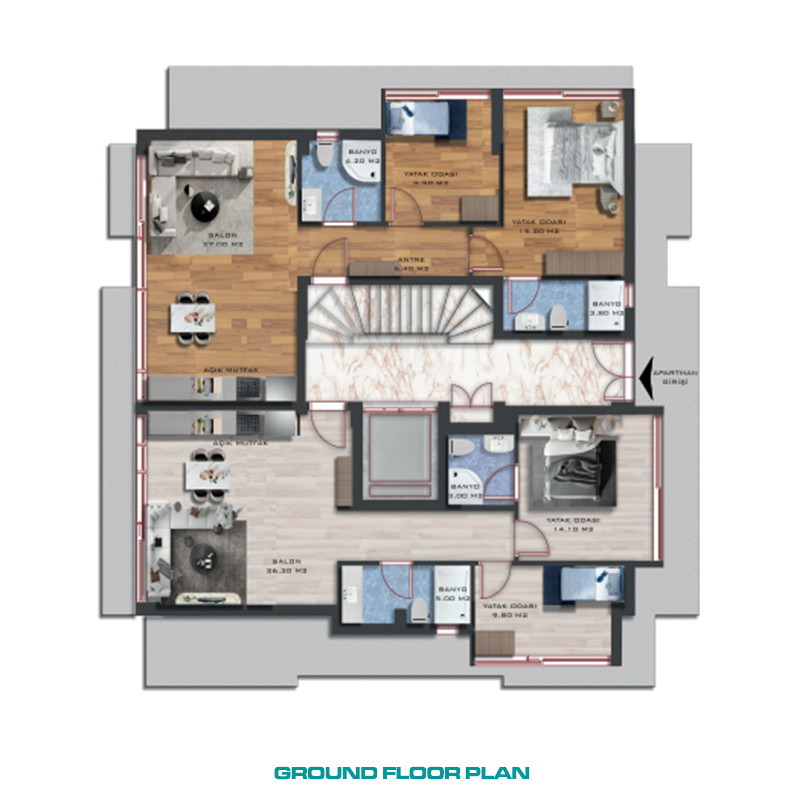 South Facing Family Apartments in Serene Area of Kepez, Antalya - 84444