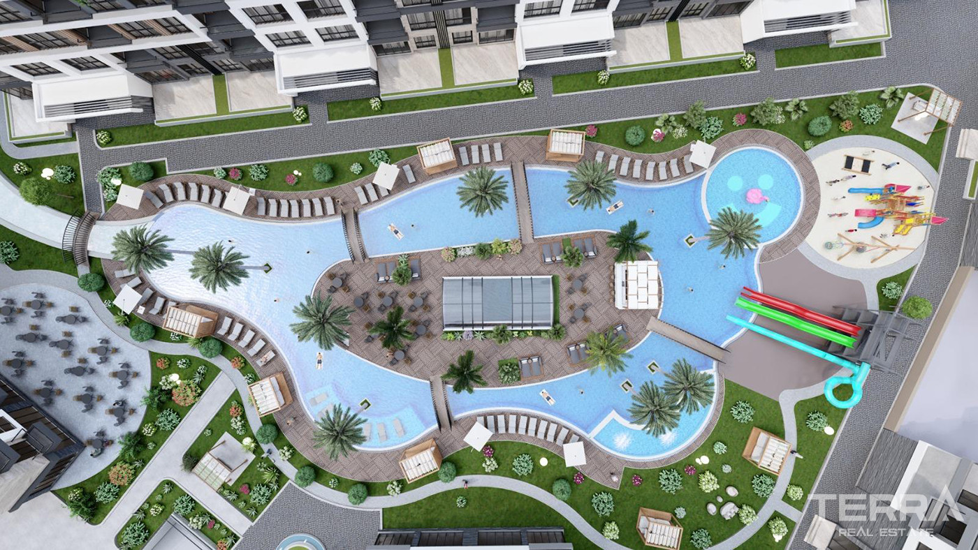 5 Star Hotel Amenities from Apartments with a Large Pool in Antalya - 85267