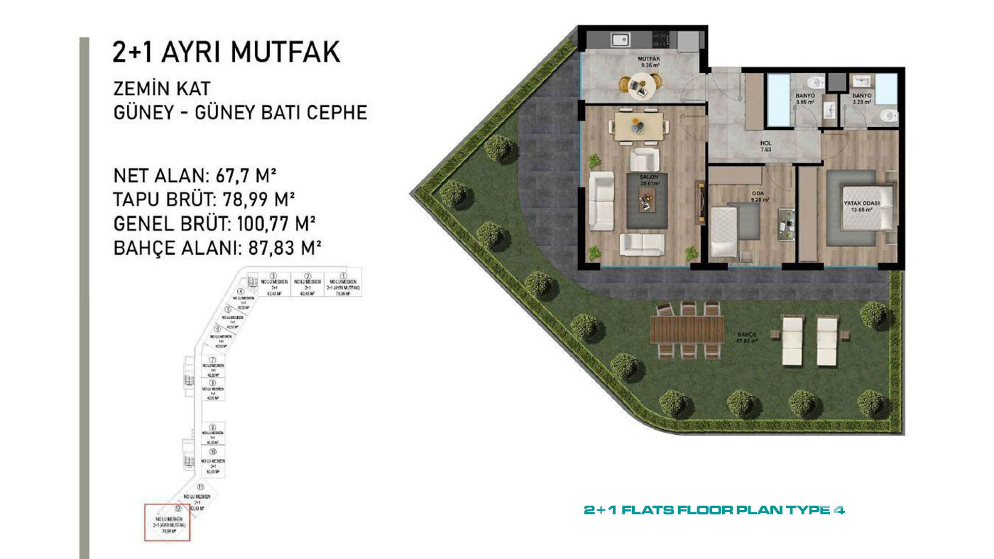 Altıntaş'ta Bahçeli ve Teraslı Satılık Daireler - 86517
