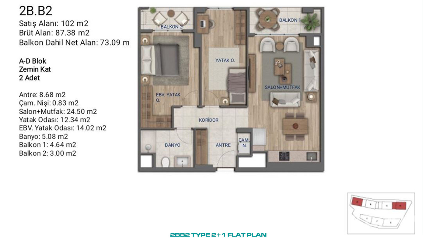 Flats for Sale in İstanbul, Ümraniye - Suryapı Cevher - 89151