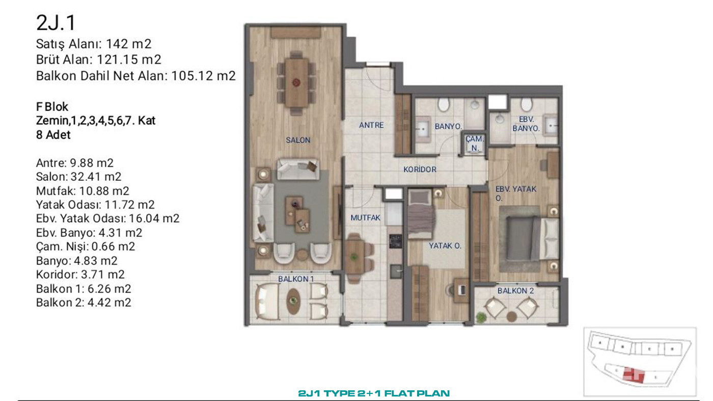 Flats for Sale in İstanbul, Ümraniye - Suryapı Cevher - 89175