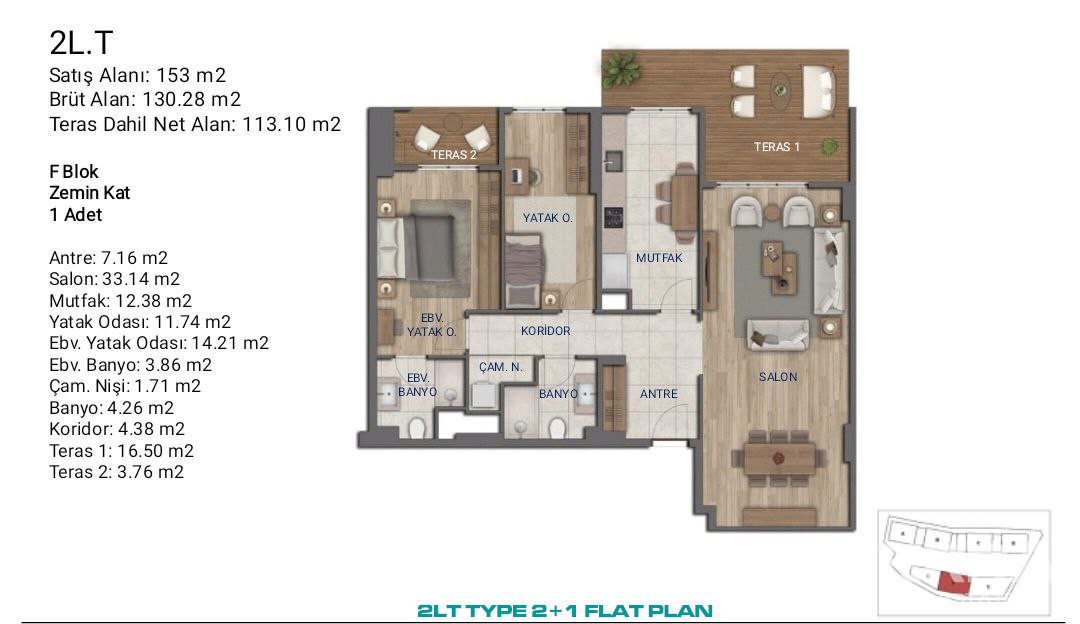 Flats for Sale in İstanbul, Ümraniye - Suryapı Cevher - 89180