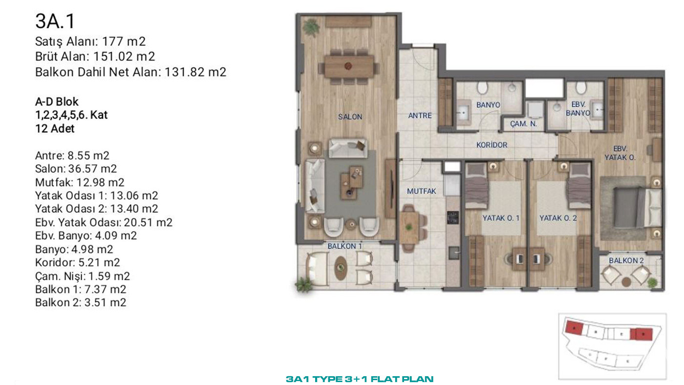 Flats for Sale in İstanbul, Ümraniye - Suryapı Cevher - 89182