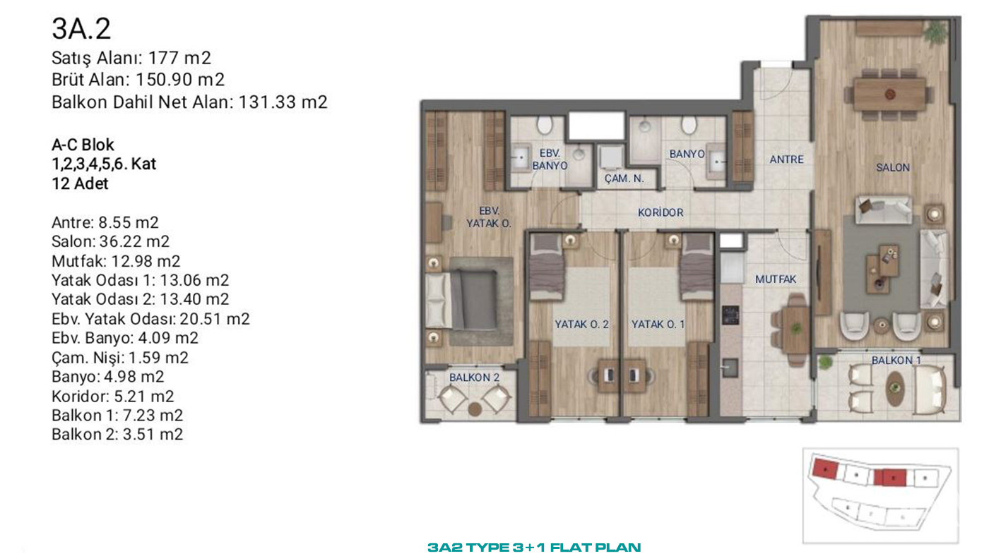 Flats for Sale in İstanbul, Ümraniye - Suryapı Cevher - 89183