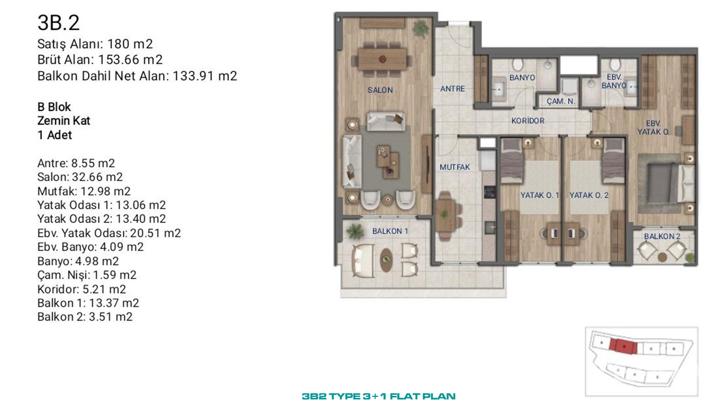 Flats for Sale in İstanbul, Ümraniye - Suryapı Cevher - 89184