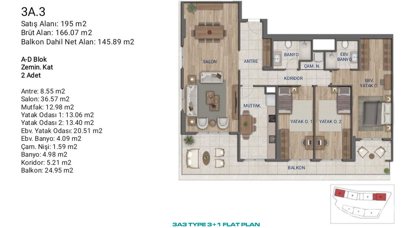 Flats for Sale in İstanbul, Ümraniye - Suryapı Cevher - 89186