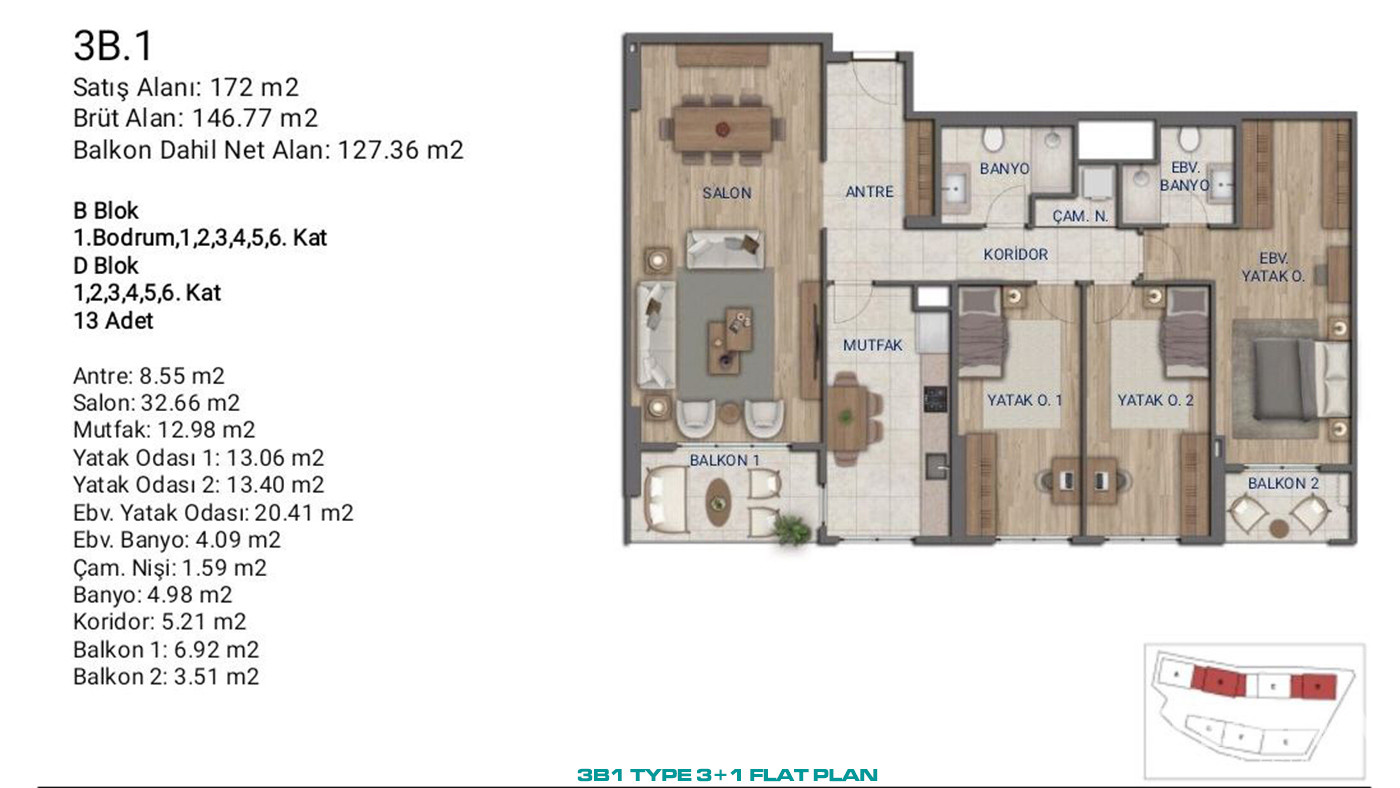 Flats for Sale in İstanbul, Ümraniye - Suryapı Cevher - 89187