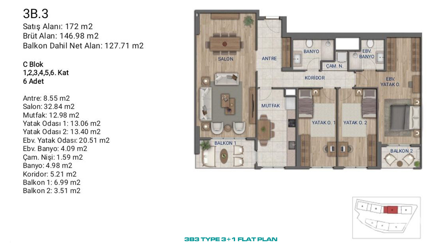 Flats for Sale in İstanbul, Ümraniye - Suryapı Cevher - 89188