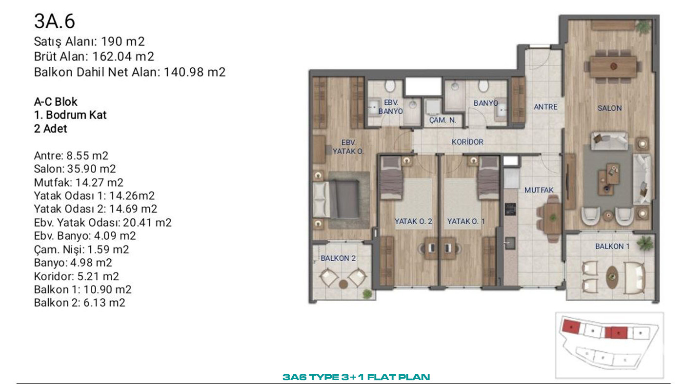 Flats for Sale in İstanbul, Ümraniye - Suryapı Cevher - 89189